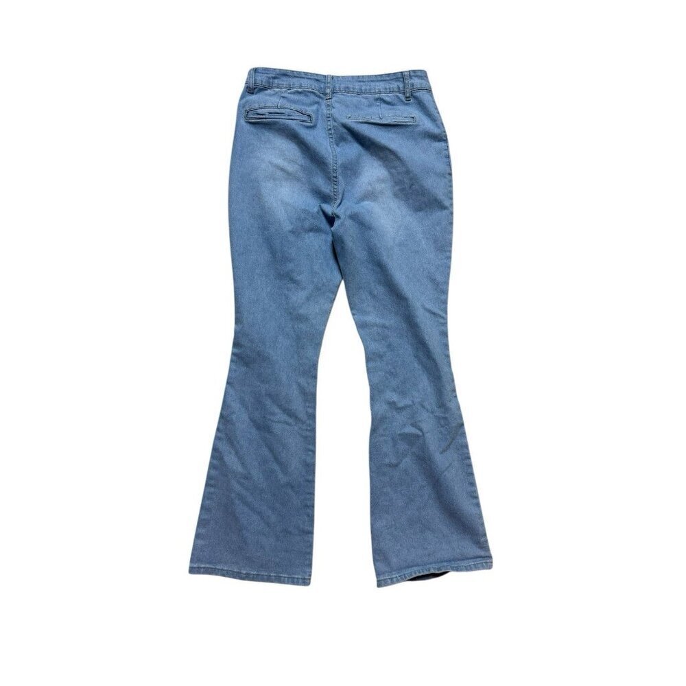 Revelation Denim High Rise Bootcut Flare Jeans Size 10 Light Wash Sailor Buttons - Picture 2 of 6